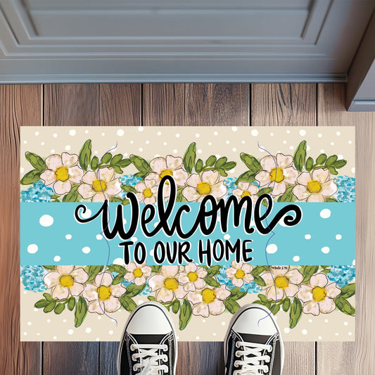 Welcome to Our Home Floral Rug Floormat