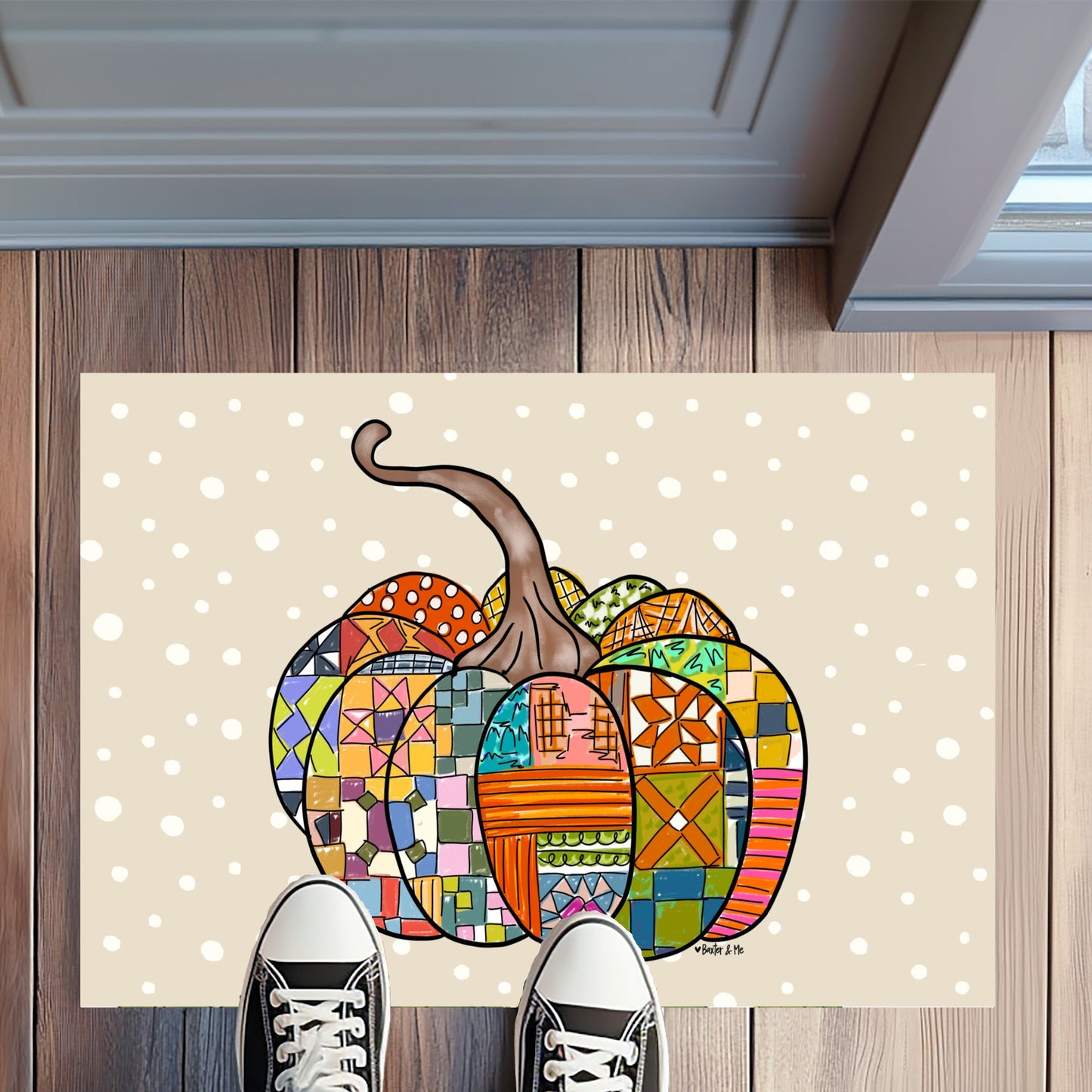 Quilted Pattern Pumpkin Rug Floormat
