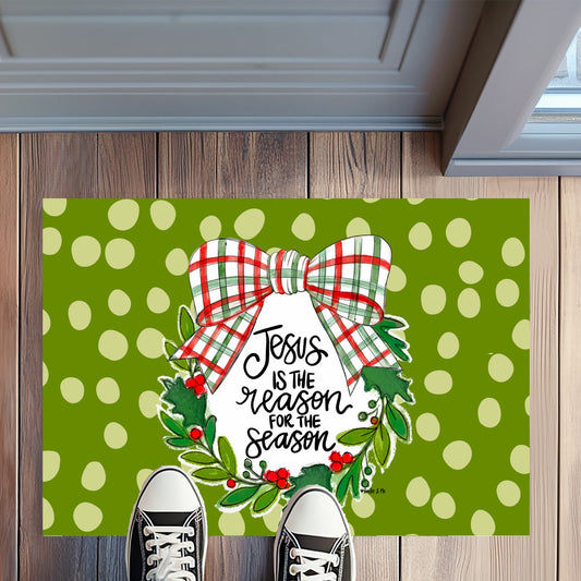 Jesus is the Reason Wreath Rug Floormat