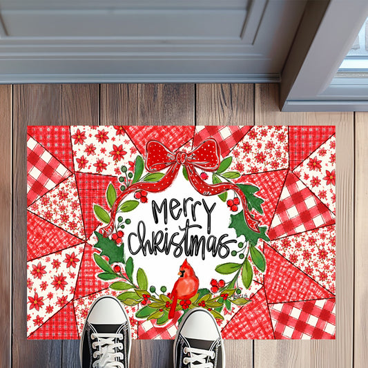 Quilted Christmas Cardinal Rug Floormat