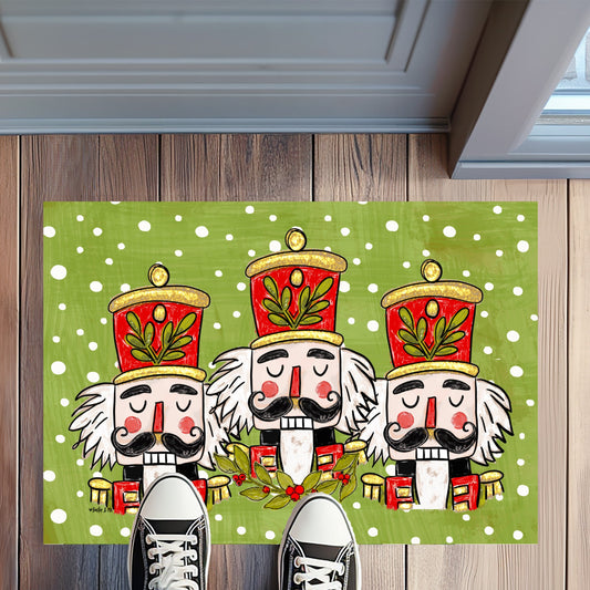Holly Berry Wreath Nutcracker Rug Floormat