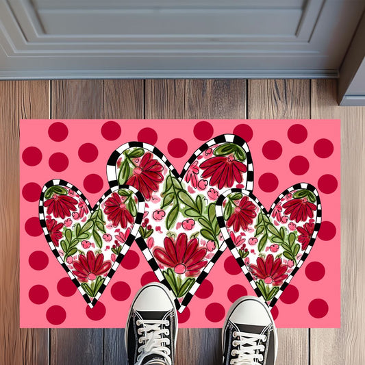 Heart Filled with Flowers Rug Floormat