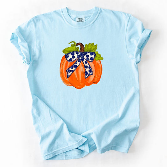 Pumpkin with Navy Blue Bow T-Shirt