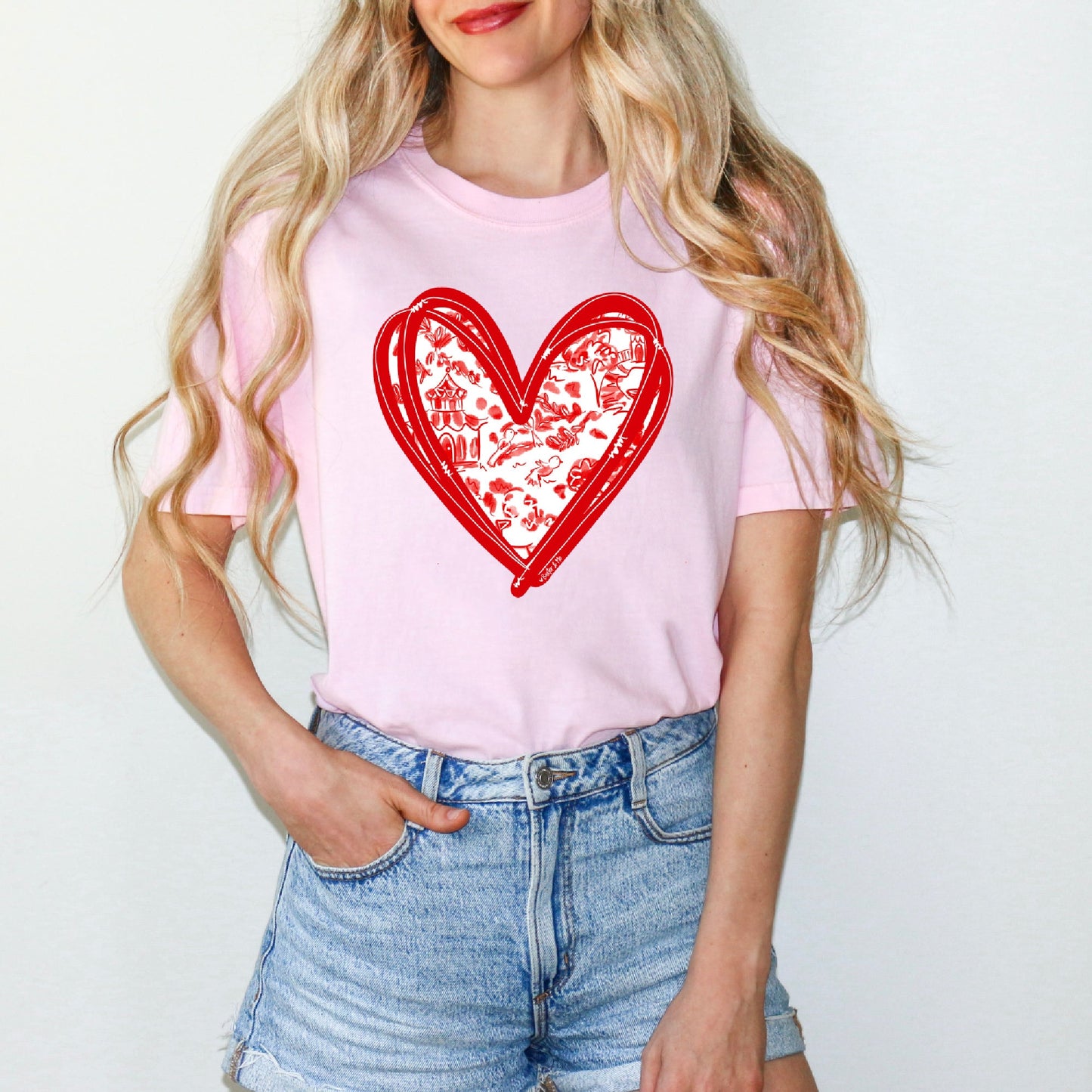 Red Toile Heart T-Shirt