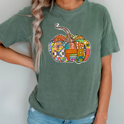 Quilted Pattern Pumpkin T-Shirt