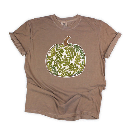 Welcome Green Leaf Pumpkin Plaid T-Shirt