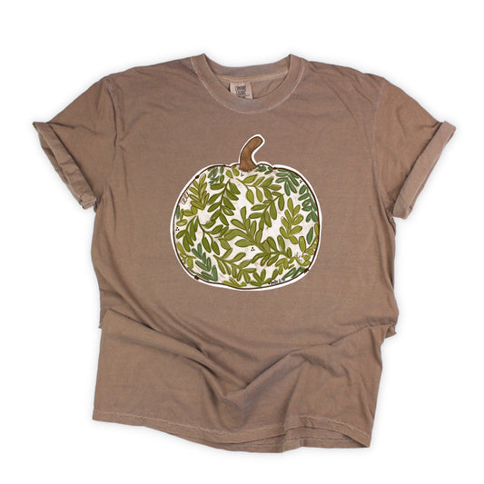 Welcome Green Leaf Pumpkin Plaid T-Shirt