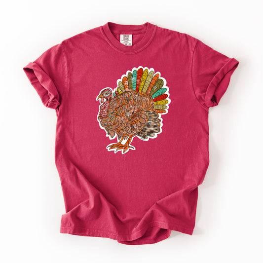 Colorful Feather Turkey "Mr. Feathersworth" T-Shirt