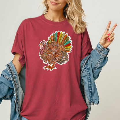 Colorful Feather Turkey "Mr. Feathersworth" T-Shirt
