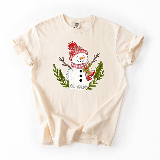 Red Plaid Snowman T-Shirt