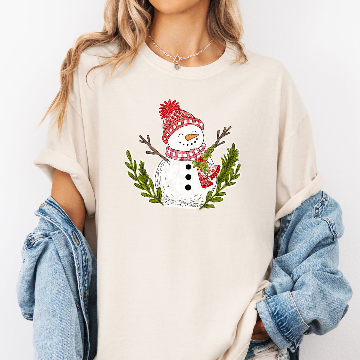 Red Plaid Snowman T-Shirt
