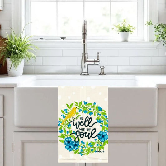 It Is Well Yellow Bird Tea Towel