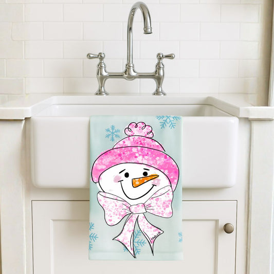Pink Bow Frosty Tea Towel