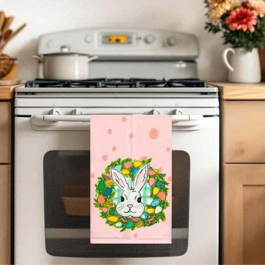 Bunny Egg Wreath Tea Towel