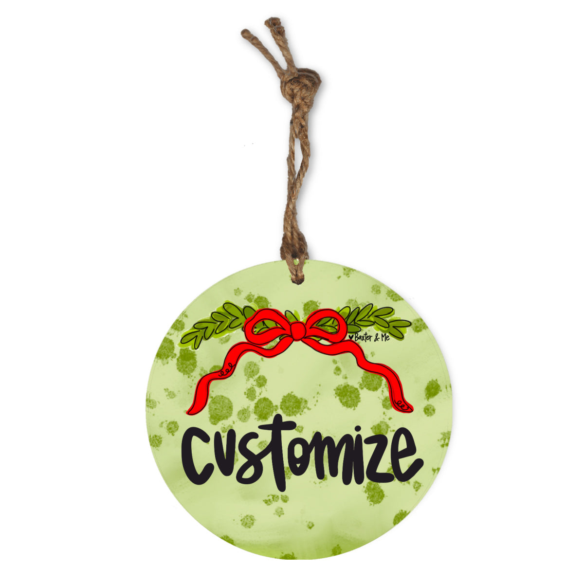 Merry Christmas Red Ribbon Ornament