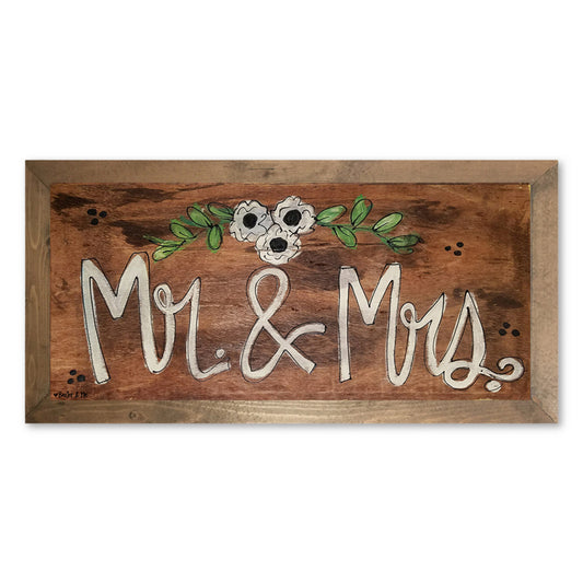 Mr & Mrs - Framed Art; 12" x 24"