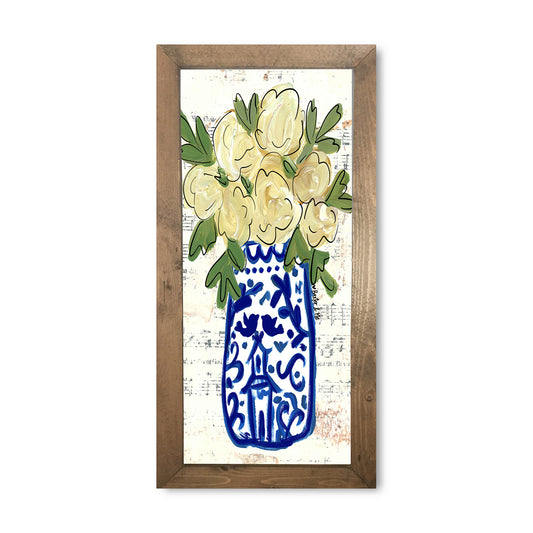 Blue Willow Vase - Framed Art