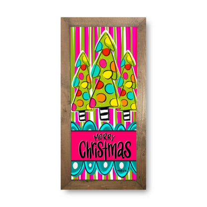 Funky Striped Christmas Tree Trio Framed Art