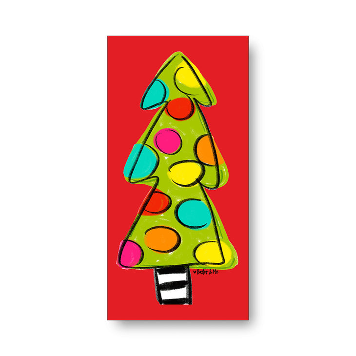 Red Polka Dot Christmas Tree - Wrapped Canvas