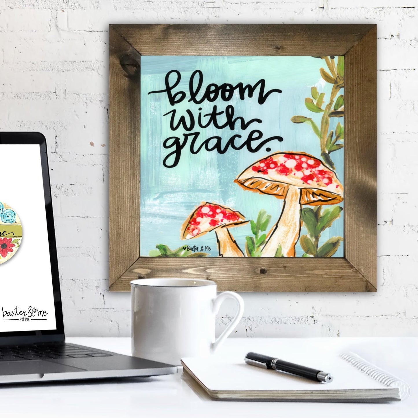 Bloom with Grace Mushroom Framed Art