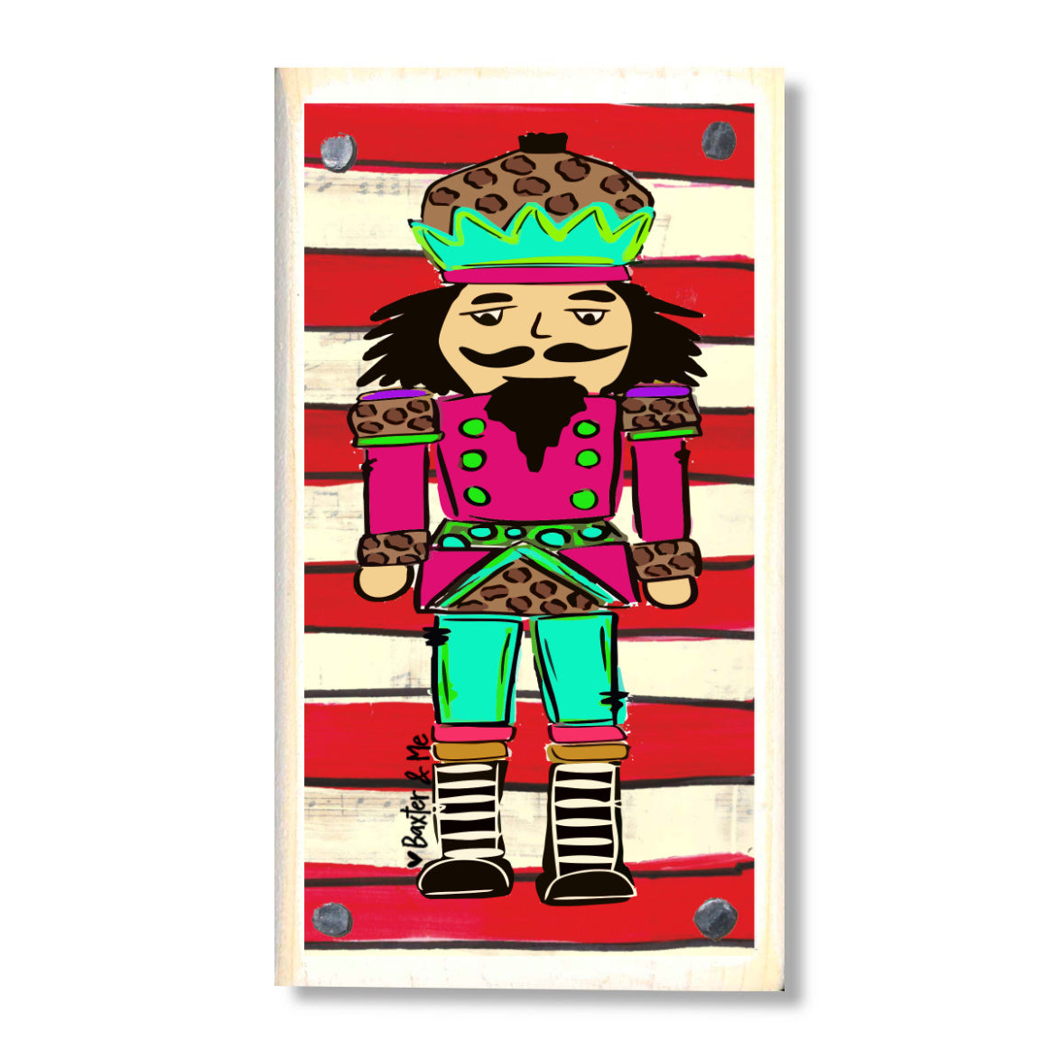 Stripe Nutcracker Happy Block