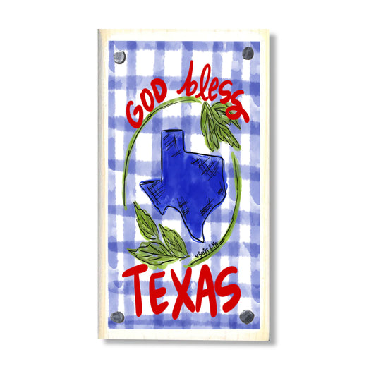 God Bless Texas Happy Block