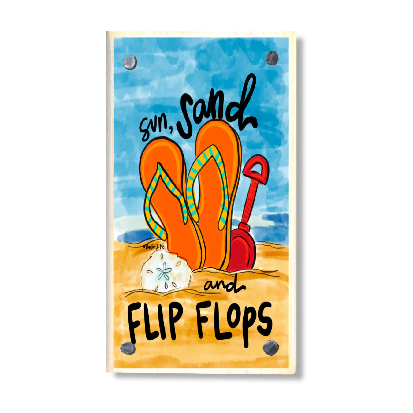 Sun, Sand & Flip Flops Happy Block