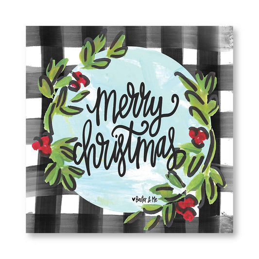 Merry Christmas Wreath - Wrapped Canvas