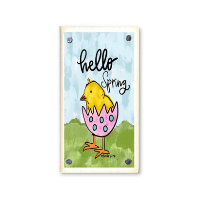 Hello Spring Chick Happy Block