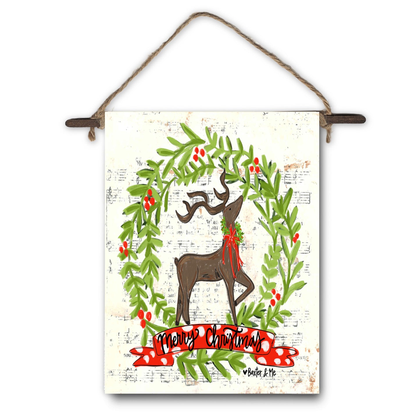 Merry Christmas Reindeer Mini Wall Hanging
