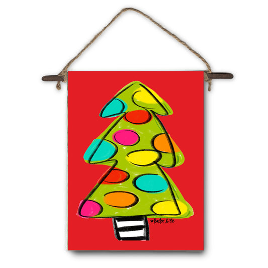 Red Polka Dot Christmas Tree Mini Wall Hanging