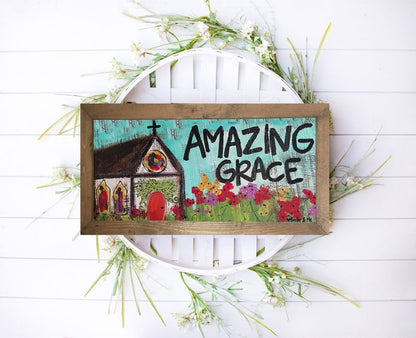 Amazing Grace (2) - Framed Art, 12" x 24"