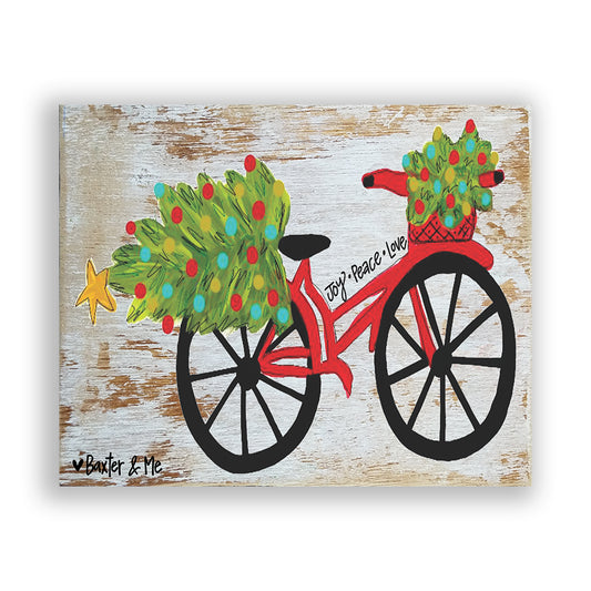 Joy Peace Love Bike - Wrapped Canvas, 8" x 10"