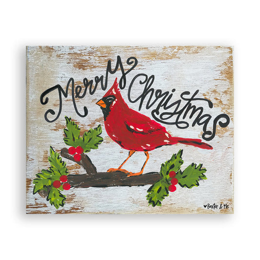 Merry Christmas Cardinal - Wrapped Canvas