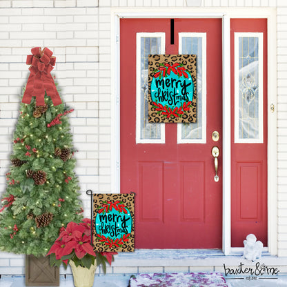 Merry Christmas Cheetah Door Hanger