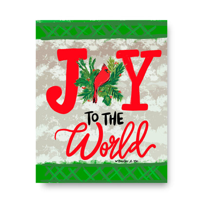 Joy to the World Red Bird Wrapped Canvas