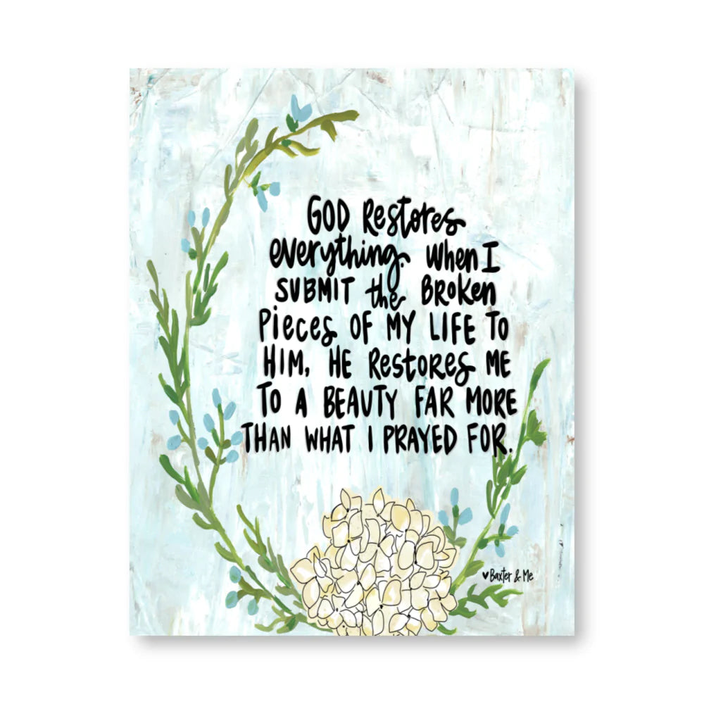 God Restores Everything Wrapped Canvas