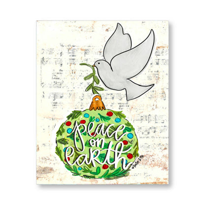 Peace on Earth Dove Ornament Wrapped Canvas