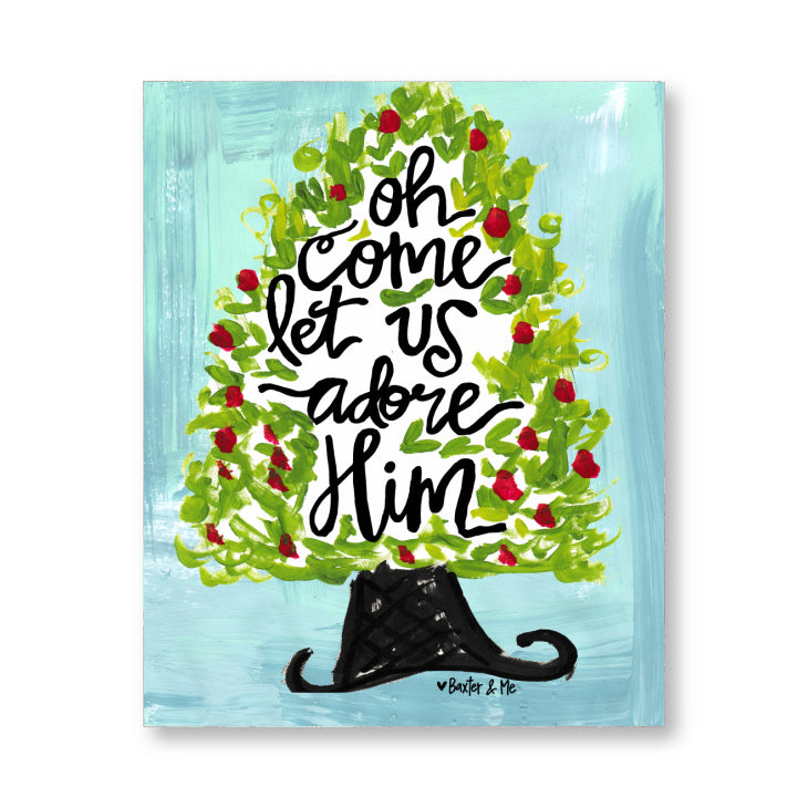O Come Let Us Adore Him Tree Wrapped Canvas