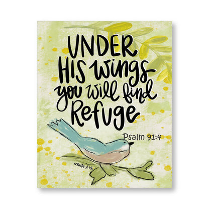 Under His Wings You will Find Refuge Wrapped Canvas