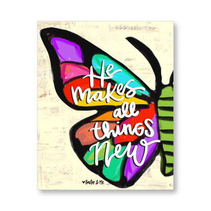 He Makes All Things New Butterfly Wrapped Canvas - 8" x 10"