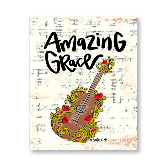 Amazing Grace Guitar Wrapped Canvas