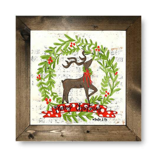 Merry Christmas Reindeer - Framed Art