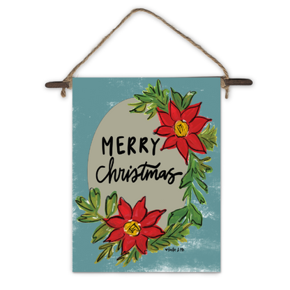 Merry Christmas Poinsettia Mini Wall Hanging