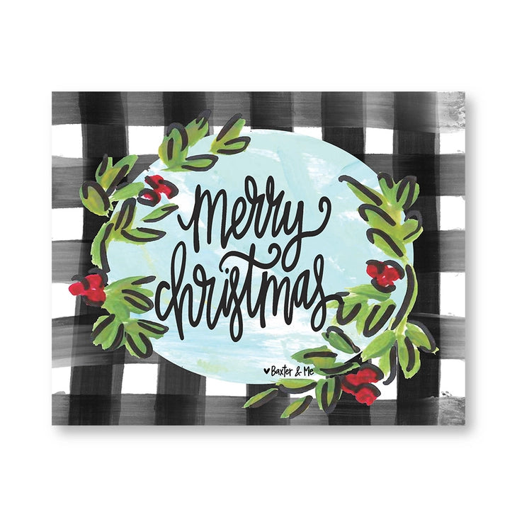 Merry Christmas Wreath - Wrapped Canvas