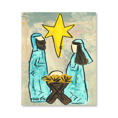 Blue Nativity - Wrapped Canvas