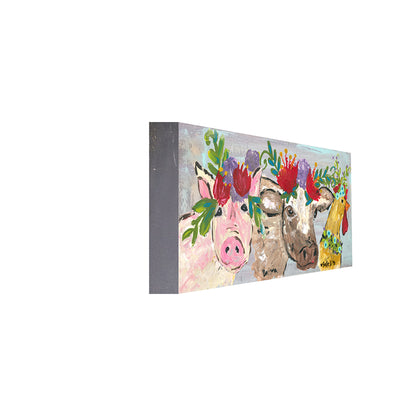 Boho Farm Animals 12" x 24" - Wrapped Canvas
