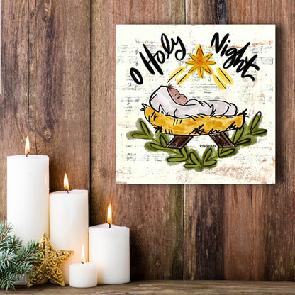 O Holy Night Baby - Wrapped Canvas