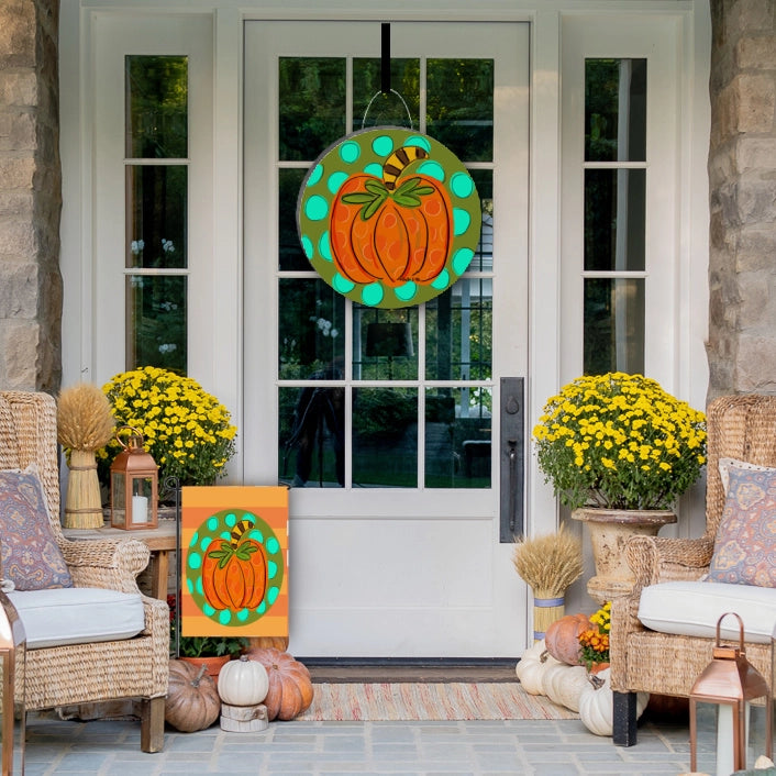 Speckled Pumpkin Door Hanger