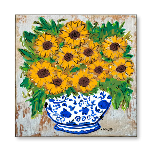 Sunflower Vase Wrapped Canvas